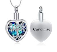 VCCWYQK Colliers urne cœur pour cendres pour femmes Bijoux de crémation Fleur Mémorial Mini souvenir Cendres Pendentif creux, taille unique, Acier inoxydable, Pas de pierre précieuse
