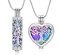 VCCWYQK Colliers urne cœur pour cendres pour femmes Bijoux de crémation Fleur Mémorial Mini souvenir Cendres Pendentif creux, taille unique, Acier inoxydable, Pas de gemme