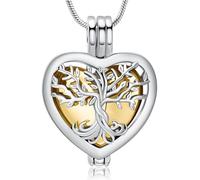 VCCWYQK Colliers urne en forme de cœur pour cendres pour femmes Bijoux de crémation Fleur Mémorial Mini Souvenir Cendres Creux Pendentif, taille unique, Acier inoxydable, Pas de gemme