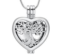 VCCWYQK Colliers urne funéraire en forme de cœur pour les cendres pour femmes Bijoux Fleur Mémorial Mini Keepsake Cendres Pendentif creux