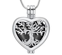 VCCWYQK Colliers urne funéraire en forme de cœur pour les cendres pour femmes Bijoux Fleur Mémorial Mini Keepsake Cendres Pendentif creux