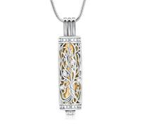 VCCWYQK Cylindre Bijoux Crémation Arbre de vie Urne Cendres Collier pour les femmes Hommes Flacon Crémation Cendres Pendentif Bien-aimé Bijoux Mémorial (D)