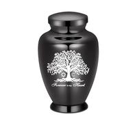 VCCWYQK Grande urne funéraire pour Cendres Humain Adulte Femme Homme en Acier Inoxydable funéraire funéraire Urnes décoratives pour Cendres Souvenir (Black-Tree of Life)