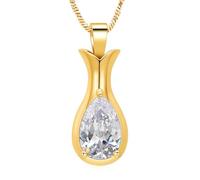 VCCWYQK Pendentif urne funéraire en forme de fleur avec cristal en forme de goutte d'eau - Bijou de crémation - Collier urne funéraire pour animal de compagnie humain - Cendres, Acier inoxydable, Pas