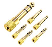 VCE 1/4 to 3.5mm Adapter 6-Pack, Gold-Plated Connectors for Headphones, Amps, and Guitars, Long-Lasting All-Metal Construction