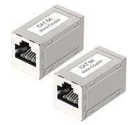 VCE Coupleur RJ45 Blindé Cat6A Inline Adaptateur, Plaque Or Raccord rj45 Femelle Femelle, Poe Ethernet Câble Connecteur pour Cat7/ Cat6A/ Cat6/ Cat5e Lot de 2