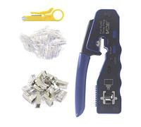 VCE Kit d'outils à sertir RJ45 GJ670BL avec 25 connecteurs RJ45 blindés Cat6 et bottes de protection