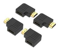 VCE Lot de 4 Adaptateur HDMI Coudé Coupleur HDMI 90 et 270 Degrés Mâle vers Femelle Vertical Plat Adaptateur Support 4K*2K, 3D, Arc Compatible avec PS4 PS3, Switch, Téléviseur Mural