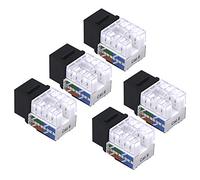 VCE Lot de 5 Cat6 RJ45 90 Degrés Keystone Jack Insert, Support Ethernet UTP Cat 6 Keystone Punch Down Noir