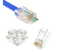 VCE Lot de 50 RJ45 8P8C CAT6 CAT5E Connecteur de Passe à Travers Ethernet Modulaire Plug Plaqué Or