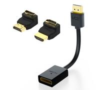 VCE Rallonge HDMI Mâle-Femelle 14cm pour TV Stick 4K (Lot de 2) et Adaptateur HDMI Coudé 4K 2.0 Plaqué Or à Angle 90°/270° Compatible avec HD, TV, PS4, Xbox, Switch (Lot de 2)