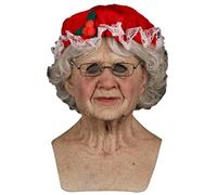 Vcedas Masque de de Père Noël, Chapeaux de Père Noël Grand-mère Masque de Noël en Latex Décoration de Coiffure Adulte Masque de Tête Complet Accessoires de Cosplay de Fête