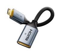 VCELINK 8K Adaptateur Mini HDMI vers HDMI 2.1, 8K@60Hz 4K@120Hz, 48Gbps Mini HDMI Mâle vers HDMI Femelle Câble Haute Vitesse HDR eARC Compatible avec Caméra, Raspberry Pi, Portable Moniteur, TV