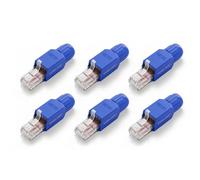 VCELINK Connecteur RJ45 Cat6A Sans Outil 10 Gbps Plaqué Or, Bleu, Lot de 6 | Prise RJ45 UTP Réutilisable 10 Gbps/500 MHz, Compatible Routeur, Switch, Modem Optique, PC, Installations simplifiées