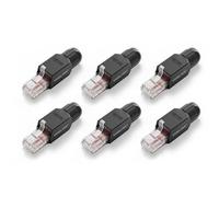 VCELINK Connecteur RJ45 Cat6A Sans Outil 10 Gbps Plaqué Or, Noir, Lot de 6 | Prise RJ45 UTP Réutilisable 10 Gbps/500 MHz, Compatible Routeur, Switch, Modem Optique, PC, Installations simplifiées