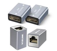 VCELINK Coupleur HDMI 8K 2.1 Plaqué Or Support 8K@60Hz HDR Arc Compatible avec PC, Moniteur (Lot de 2) et Coupleur RJ45 Cat7 Blindé Femelle-Femelle Support POE