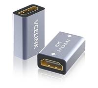 VCELINK Coupleur HDMI Adaptateur 8K 2.1 Plaqué Or Rallonge HDMI Femelle vers Femelle Supporte 4K 3D @60Hz UHD, Résolution 7680 * 4320, HDR, Arc Compatible avec PC, Moniteur, Roku TV, Lot de 2