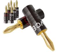 VCELINK Fiches Banane Premium Plaquées Or 24K avec Double Vis, Fiche Banane Enceinte pour HiFi, Haut-Parleur, Amplificateur, Home Cinéma, Chaînes Stéréo, 4 Paires (8 Pièces)