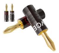 VCELINK Fiches Banane Premium Plaquées Or 24K avec Double Vis, Fiche Banane Enceinte pour HiFi, Haut-Parleur, Amplificateur, Home Cinéma, Chaînes Stéréo, 2 Paires (4 Pièces)