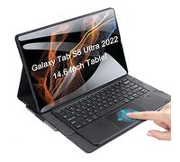 VCFDZCFD Coque Clavier pour Samsung Galaxy Tab S8 Ultra 14,6" 2022[SM-X900/X906], QWERTY Layout, Détachable Clavier Bluetooth sans Fil avec Touchpad,Coque Arrière en TPU Souple, Noir