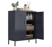 VCGGAIP Armoire en métal verrouillable, buffet, étagère réglable, pieds de table de 12 cm, gris foncé