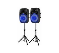 Vch152A Pack d'enceintes actives sans fil 1000W - woofer 15- USB SD MP3 BT - éclairage LED