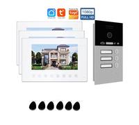 VChics Sonnette vidéo, Interphone vidéo sans Fil Tuya Smart App 1080P 7 Pouces, Wi-FI, 1 à 4 foyers, Carte RFIC, Sonnette, interphone de Villa, portier(P253C-3M714W3-86G3)