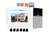 VChics Sonnette vidéo, Interphone vidéo sans Fil Tuya Smart App 1080P 7 Pouces, Wi-FI, 1 à 4 foyers, Carte RFIC, Sonnette, interphone de Villa, portier(P253C-2M714W2-86G2)