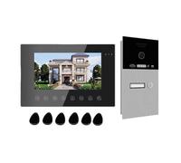 VChics Sonnette vidéo, Interphone vidéo sans Fil Tuya Smart App 1080P 7 Pouces, Wi-FI, 1 à 4 foyers, Carte RFIC, Sonnette, interphone de Villa, portier(P253C-1M714B1-86G1)