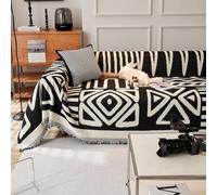 VClife Housse de canapé bohème blanche et noire pour canapé sectionnel - Housse lavable pour animal domestique - Housse de causeuse pour chien et chat - Housse de canapé en chenille douce pour petite