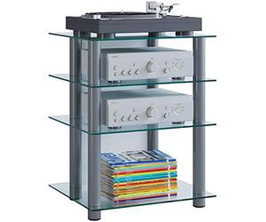 VCM 14100 Bilus Meuble HiFi Aluminium/Verre Argent/Clair