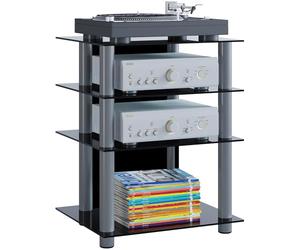 VCM 14105 Bilus Meuble HiFi Aluminium/Verre Argent/Noir