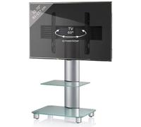 VCM 17120 Tosal Argent Meuble TV avec Étagère roulettes Incluses Aluminium/Verre Mat