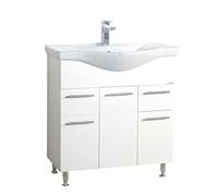 VCM 2 pcs. Plan de Toilette lavabo Meubles de Salle de Bains Ensemble lavabo tiroirs Portes battantes Lisalo XL Blanc