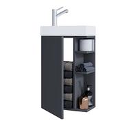 VCM 2-pièces Ensemble de Meubles de Salle de Bain WC invités Salle de Bains lavabo Petit étroit Lumia Anthracite