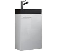 VCM 2-pièces Ensemble de Meubles de Salle de Bains WC invités Salle de Bains lavabo Petit étroit Slito-BL Blanc