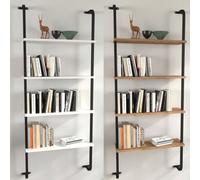 VCM Holzregal hängend | platzsparendes Regal | Maße: H. 150 x B. 64 x T. 20 cm | Elegantes Regal hängend | Aufbewahrungsregal | Bücherregal | Wandboard - Insasi 4 Blanc