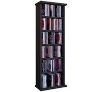 VCM 25241 Vostan Noir Tour pour 150 CD/DVD sans Porte en Verre Imitation Structure Bois