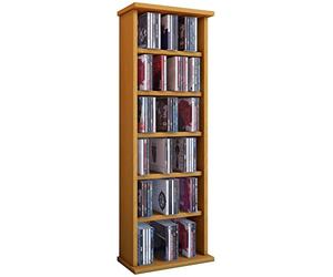 VCM 25243 Vostan Hêtre Tour pour 150 CD/DVD sans Porte en Verre Imitation Structure Bois