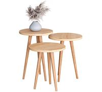 VCM 3 pcs. Set Bois Rond Table d'appoint Table Basse Table de Salon Barilo 3 pcs. Set Bois Rond Table d'appoint Table Basse Table de Salon Barilo Chêne Miel