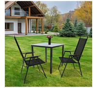Vcm 3-Pièces De Meubles De Jardin Ensemble De Meubles De Jardin Table En Verre Chaises À Dossier Haut 80m Noir