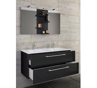 VCM 3-pièces Double lavabo 2 Meubles de Salle de Bains Ensemble lavabo Budasi Miroir 3-pièces Double lavabo 2 Meubles de Salle de Bains Ensemble lavabo Budasi Miroir Noir