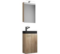VCM 3-pièces Ensemble de Meubles de Salle de Bains WC invités lavabo Petite étroite Slito SC-BL Chêne Sonoma