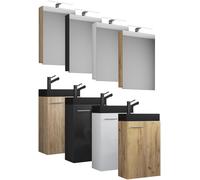 VCM 3-pièces ensemble de meubles de salle de bains WC invités lavabo petite étroite Slito SC-BL Noir