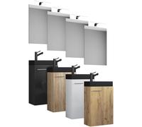 VCM 3-pièces ensemble de meubles de salle de bains WC invités lavabo petite étroite Slito SP-BL Blanc