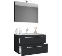 VCM 3-pièces lavabo | lavabo armoire basse largeur 80 cm | ensemble de meubles de salle de bain suspendu avec deux tiroirs armoire de toilette | Badinos