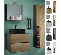 VCM 4-pièces lavabo meubles de salle de bains ensemble lavabo Lendas-BL largeur 60 cm L tiroir Multicolore