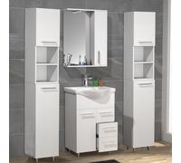 VCM 5 pcs. lavabo lavabo meubles de salle de bains ensemble lavabo tiroir armoire de toilette Lisalo L Blanc