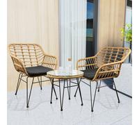 Vcm 5 Pcs. Set Chaise De Jardin Chaise De Salon Fauteuil Rotin Chaise De Balcon Coussin De Camping Ragali Marron