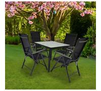 Vcm 5 Pcs. Set De Meubles De Jardin Alu Verre Ensemble De Jardin Groupe De Repas Table Chaises 80 Ma 5 Pcs. Set De Meubles De Jardin Alu Verre Ensemble De Jardin Groupe De Repas Table Chaises 80 Ma No